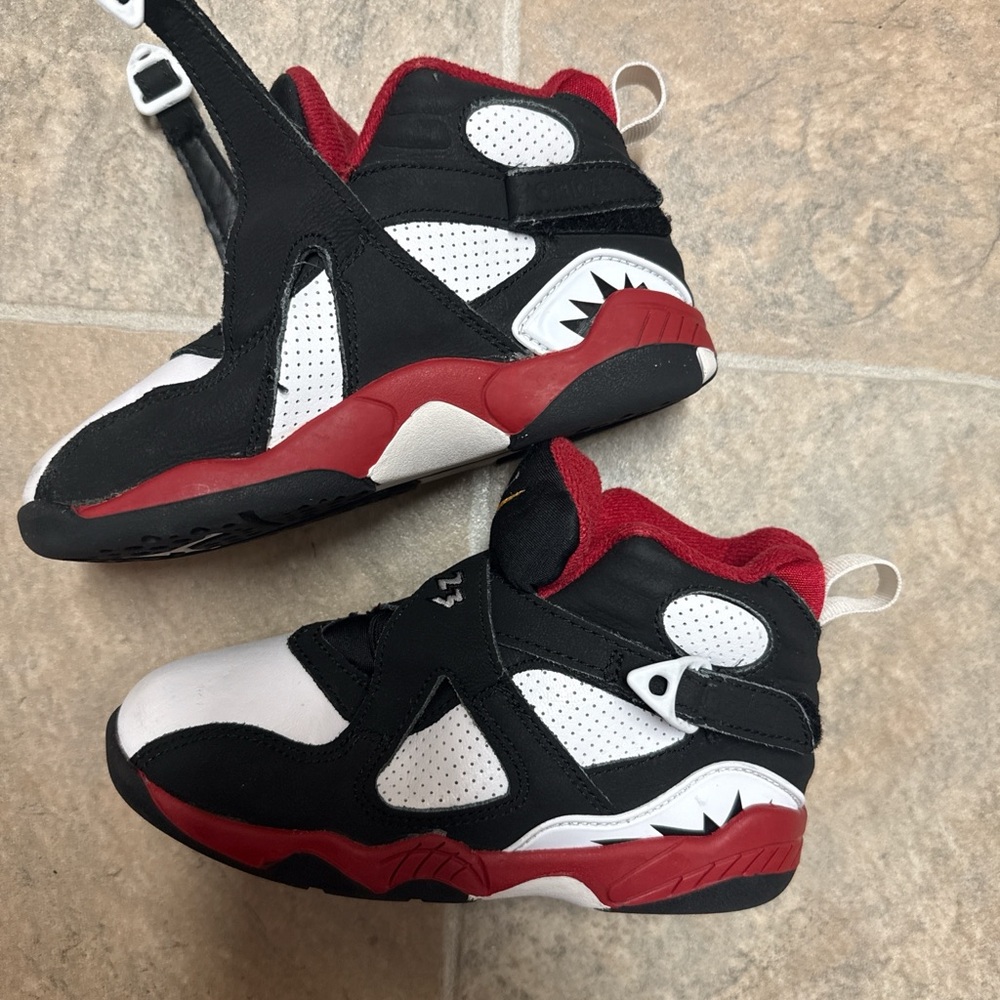 Jordan Kids Black, Red, and White Sneakers